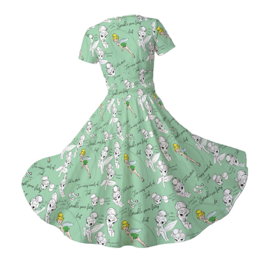 Drawing Pixie Fairy - Women's V-Neck Ruched Midi Dress