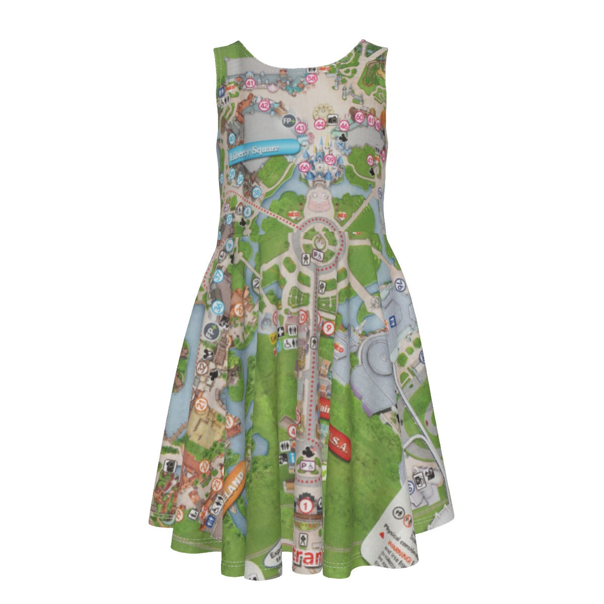 Vibrant Fantasy Park Map - Kid's Sleeveless Skater Dress