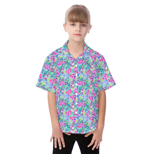 Bright Tropical Bliss - Island Mouse Duo - Kid's Hawaiian Button Up Shirt