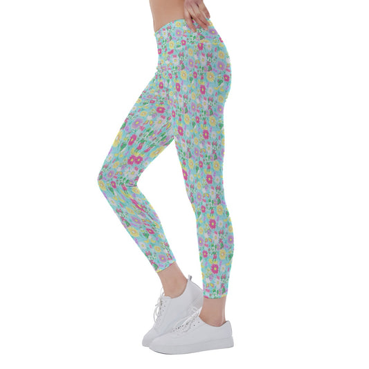 Neon Spring Floral Friendsends - Women's Yoga Leggings