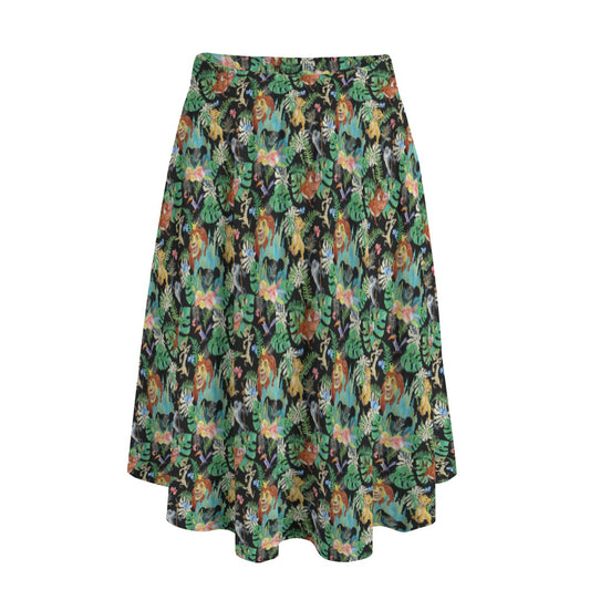 Watercolor Jungle Pride - Women’s Pocket Midi Skirt