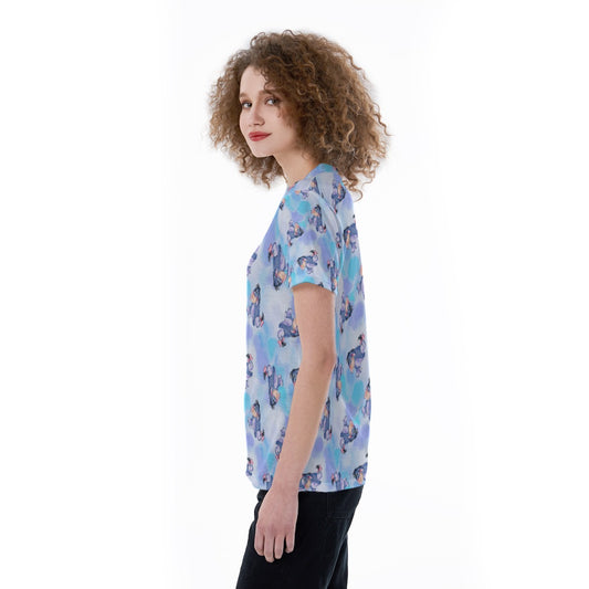 Watercolor Gentle Donkey - Women's Short Sleeve V-Neck T-Shirt