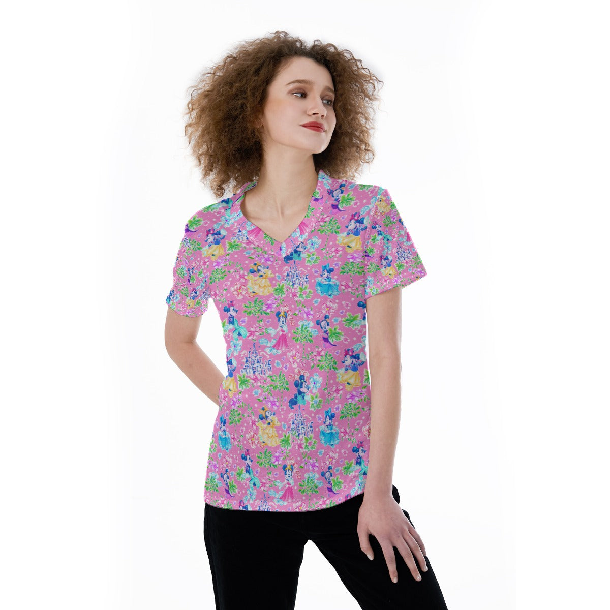 Princess Palm Party - Women's Short Sleeve V-Neck T-Shirt