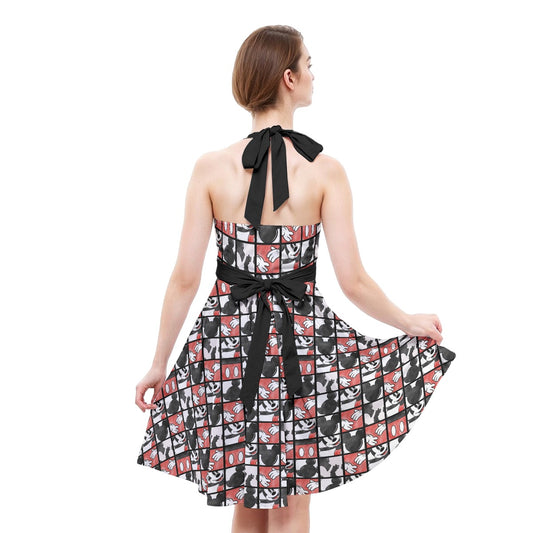 Mouse Block Party - Women's Halter Vintage Pocket Dress