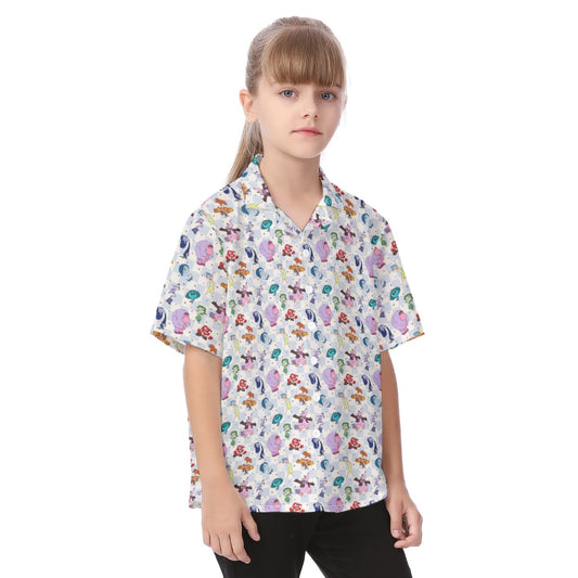 Blue Check Emotional Spectrum - Kid's Hawaiian Button Up Shirt