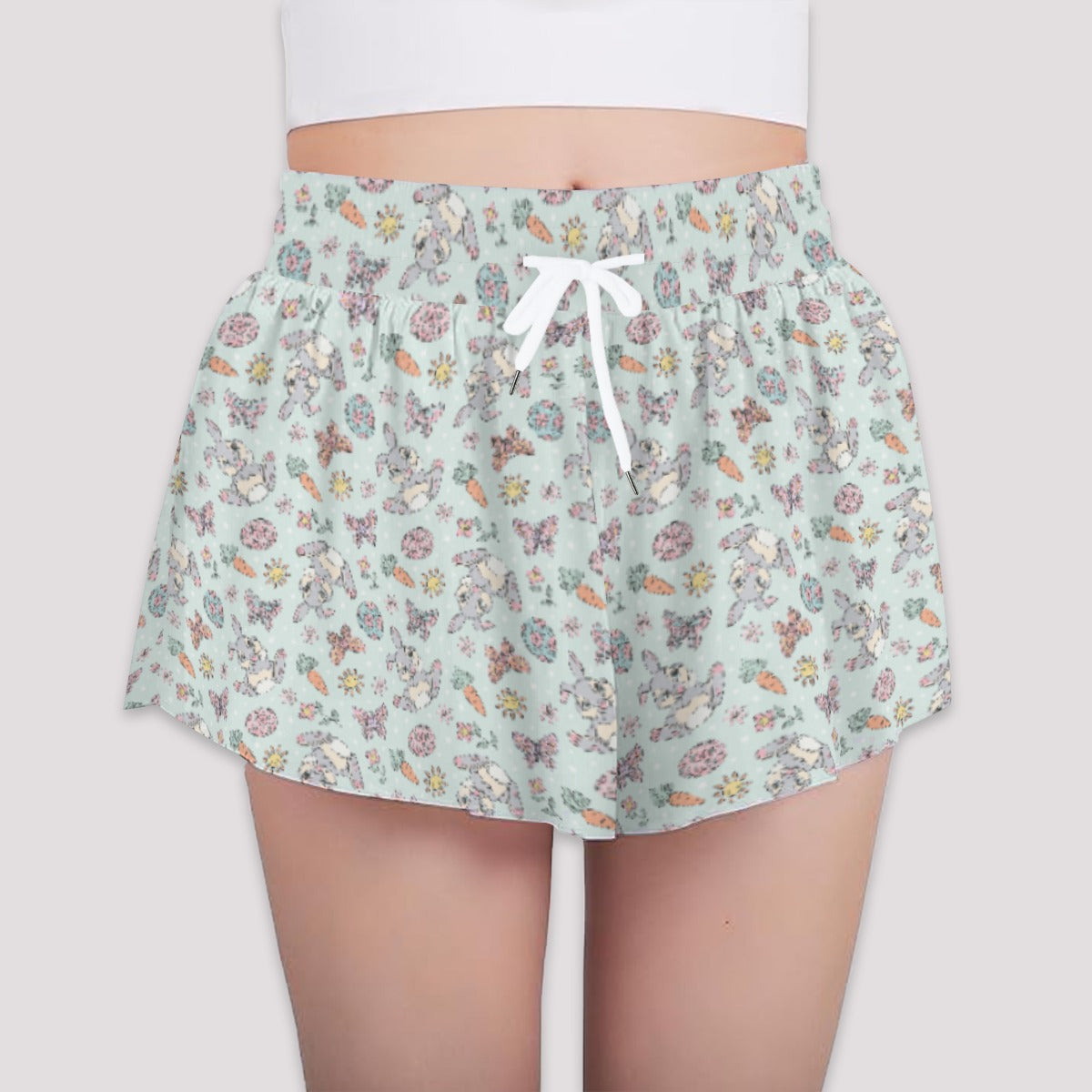 Springtime Bunny Cheer - Girls’ Flowy Pocket Shorts