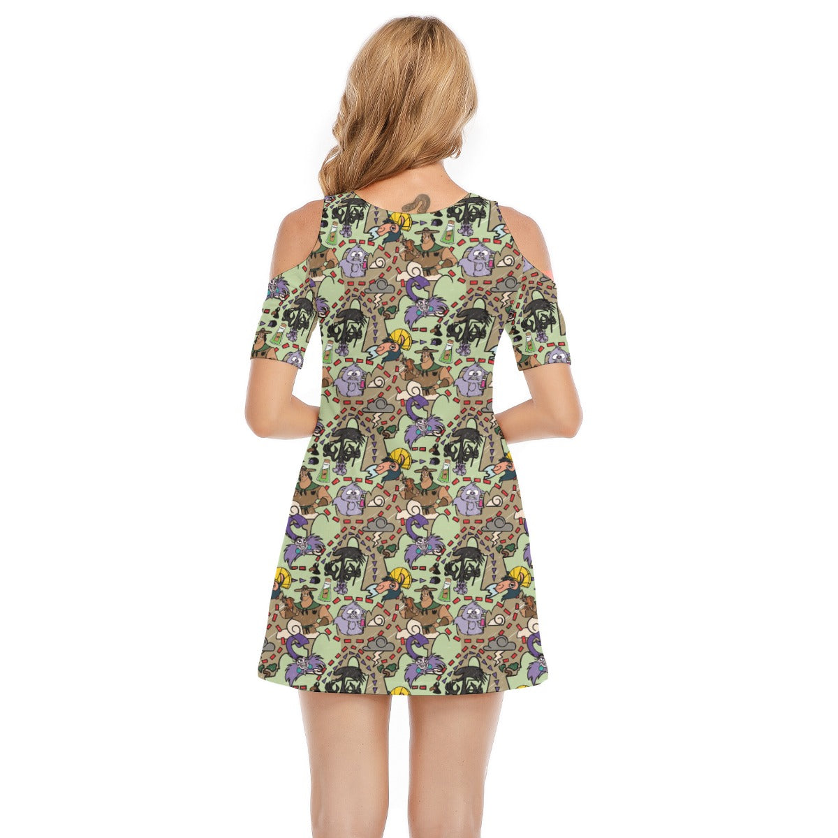 Emperor’s Chaotic Groove - Women's Cold Shoulder Cotton Dress