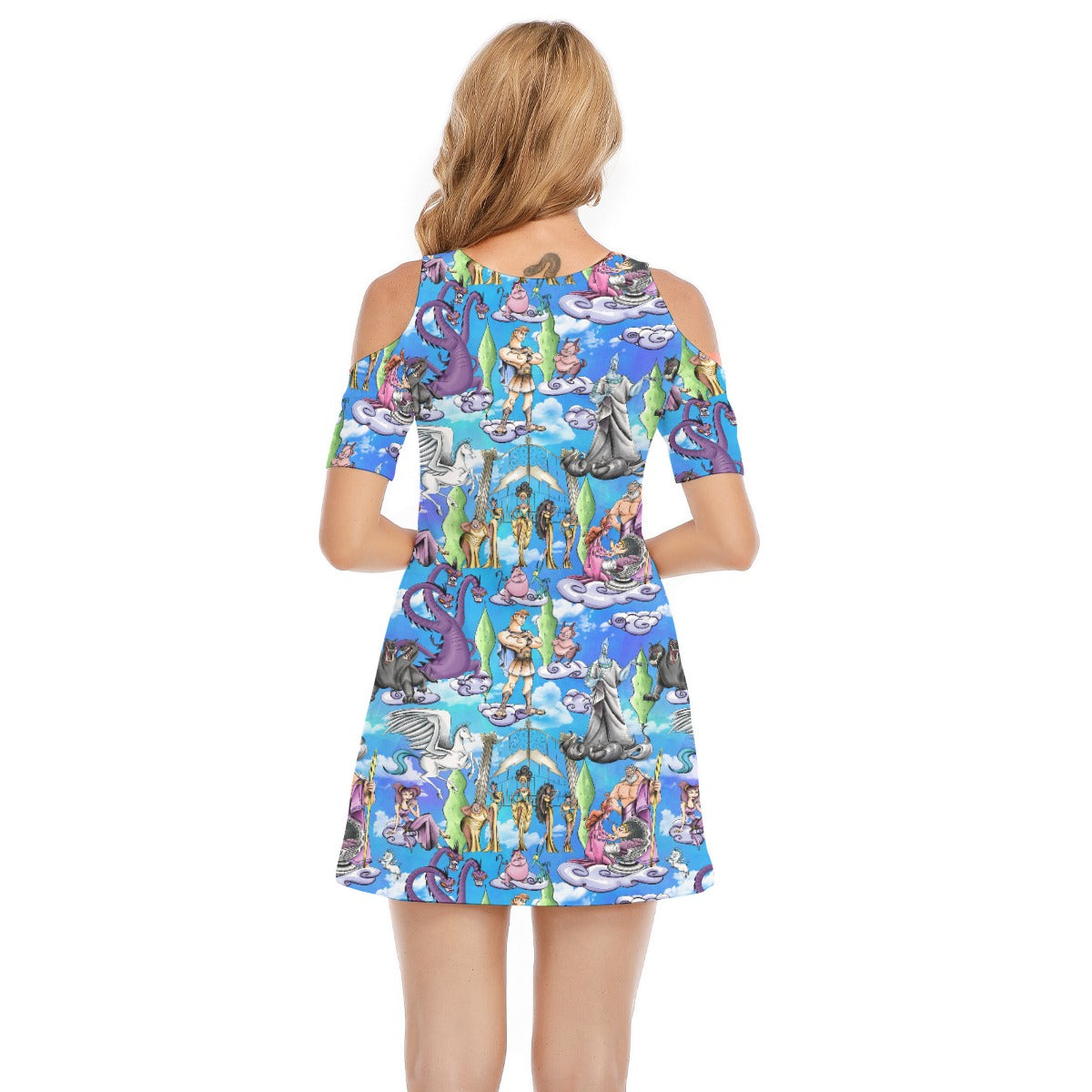 Mythic Hero Chaos Clouds - Women's Cold Shoulder Cotton Dress