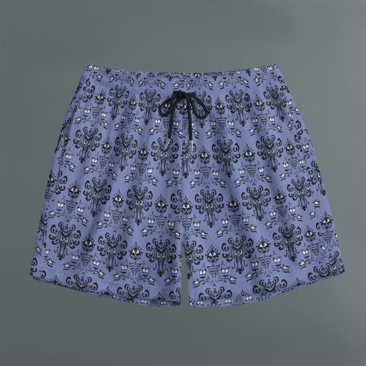 Spooky Mansion Wallpaper - Women's Plush Fleece Lounge Shorts