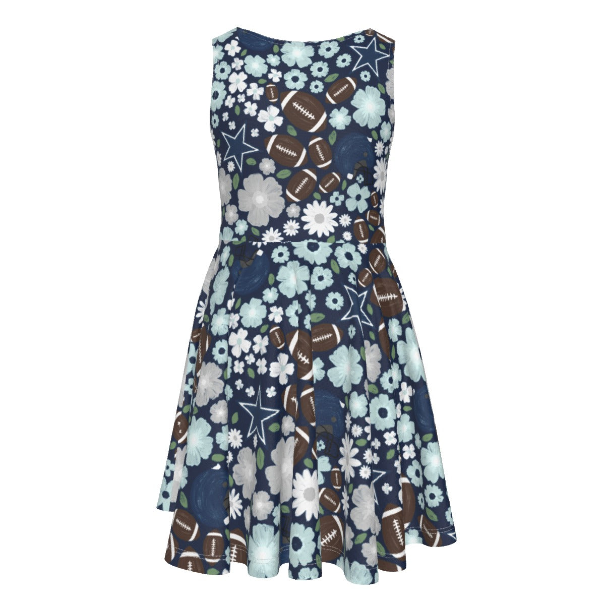 Blue Star Blooms - Kid's Sleeveless Skater Dress