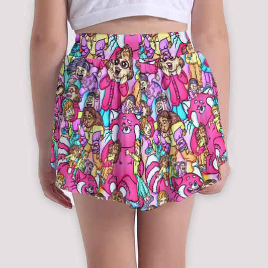 Red Panda Chaos Scenes - Girls’ Flowy Pocket Shorts