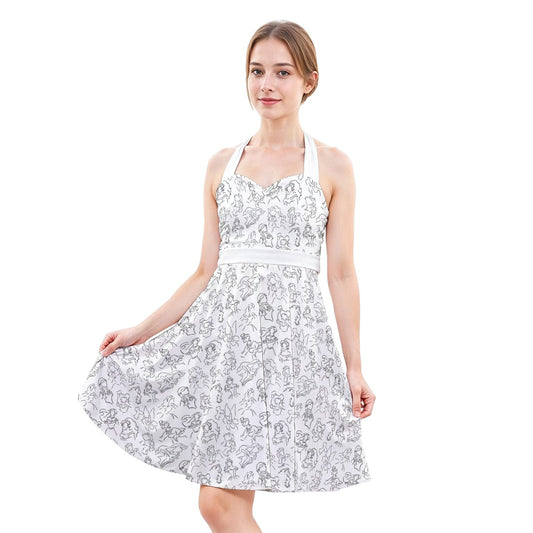 Monochrome Royal Silhouettes - Women's Halter Vintage Pocket Dress