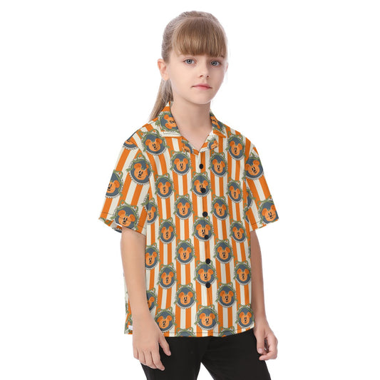 Pumpkin Cameo Stripes - Kid's Hawaiian Button Up Shirt