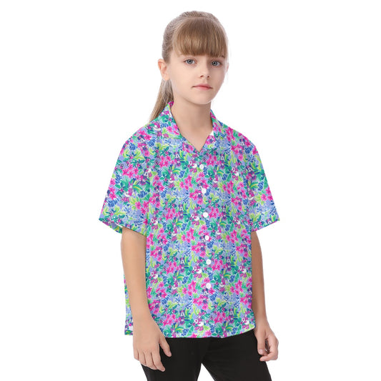 Bright Tropical Bliss - Island Mouse Duo - Kid's Hawaiian Button Up Shirt