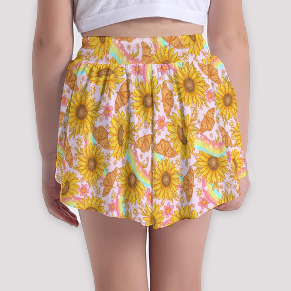 Sunflower Dreams - Girls’ Flowy Pocket Shorts