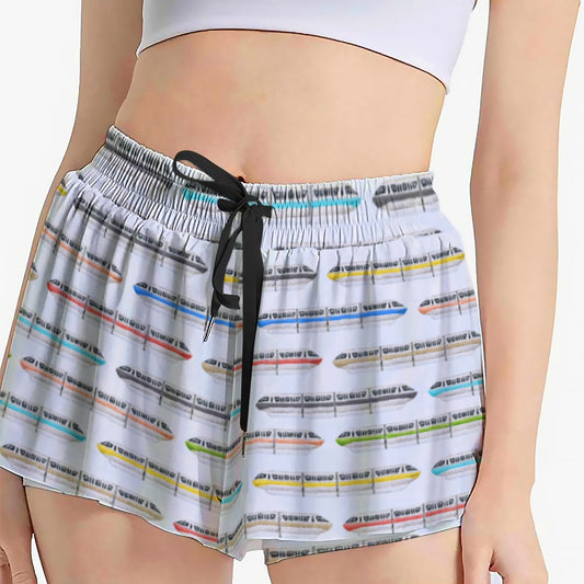 Monorail Rainbow Express - Women's Flowy Pocket Shorts