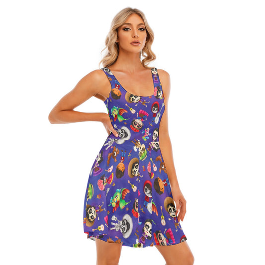 Poco Loco Día de Muertos - Women's Sleeveless Pocket Skater Dress