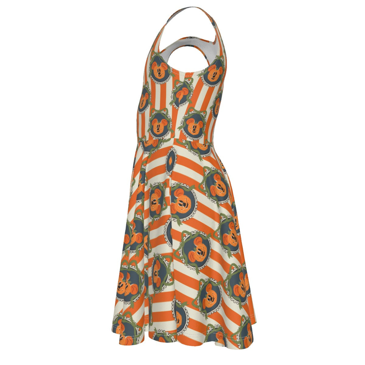 Pumpkin Cameo Stripes - Kid's Sleeveless Skater Dress