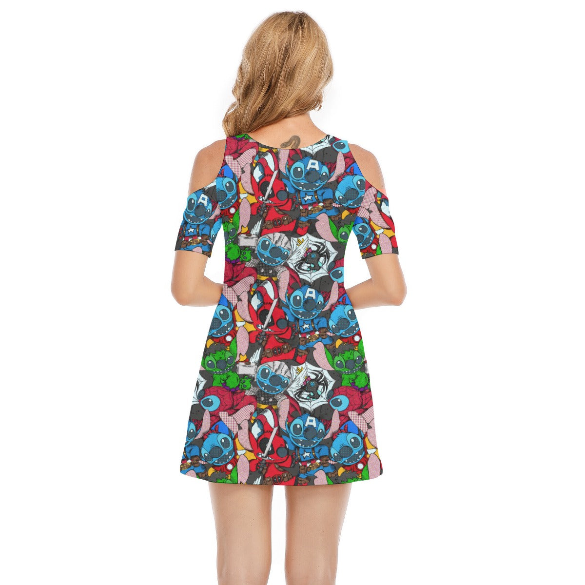 Superhero Stitch - Heroes Assembled - Women's Cold Shoulder Cotton Dress