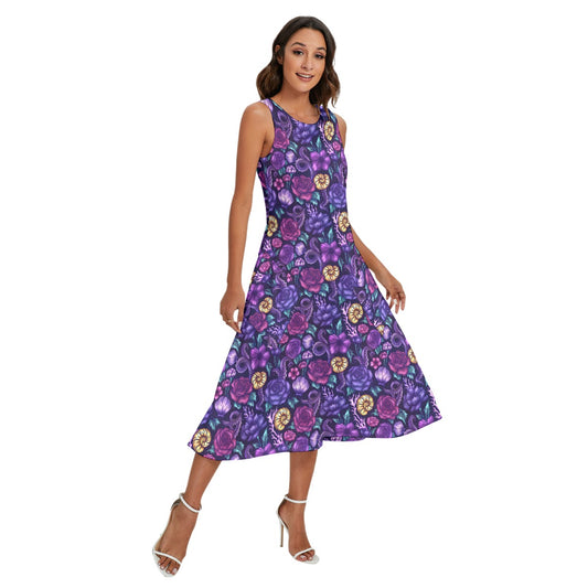 Fairytale Florals - Ursula Inspired - Women’s Diagonal Pocket Midi Dress