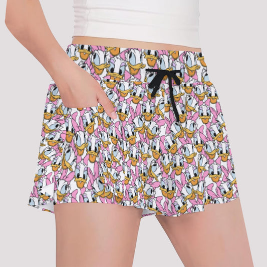 Many Faces of Sassy Duck - Girls’ Flowy Pocket Shorts