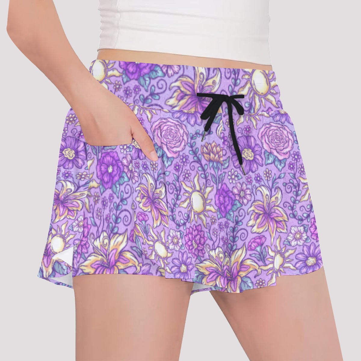 Fairytale Florals – Radiant Sunlight - Girls’ Flowy Pocket Shorts