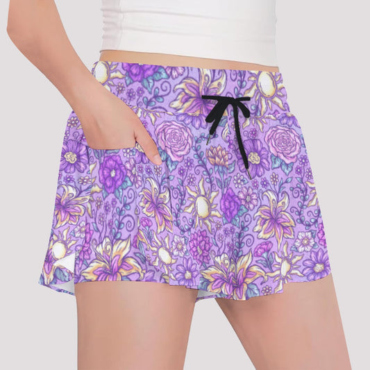 Fairytale Florals – Radiant Sunlight - Girls’ Flowy Pocket Shorts
