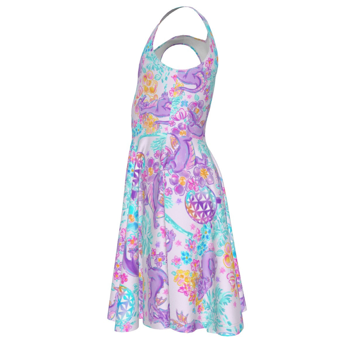 Purple Dragon Flower Power - Kid's Sleeveless Skater Dress