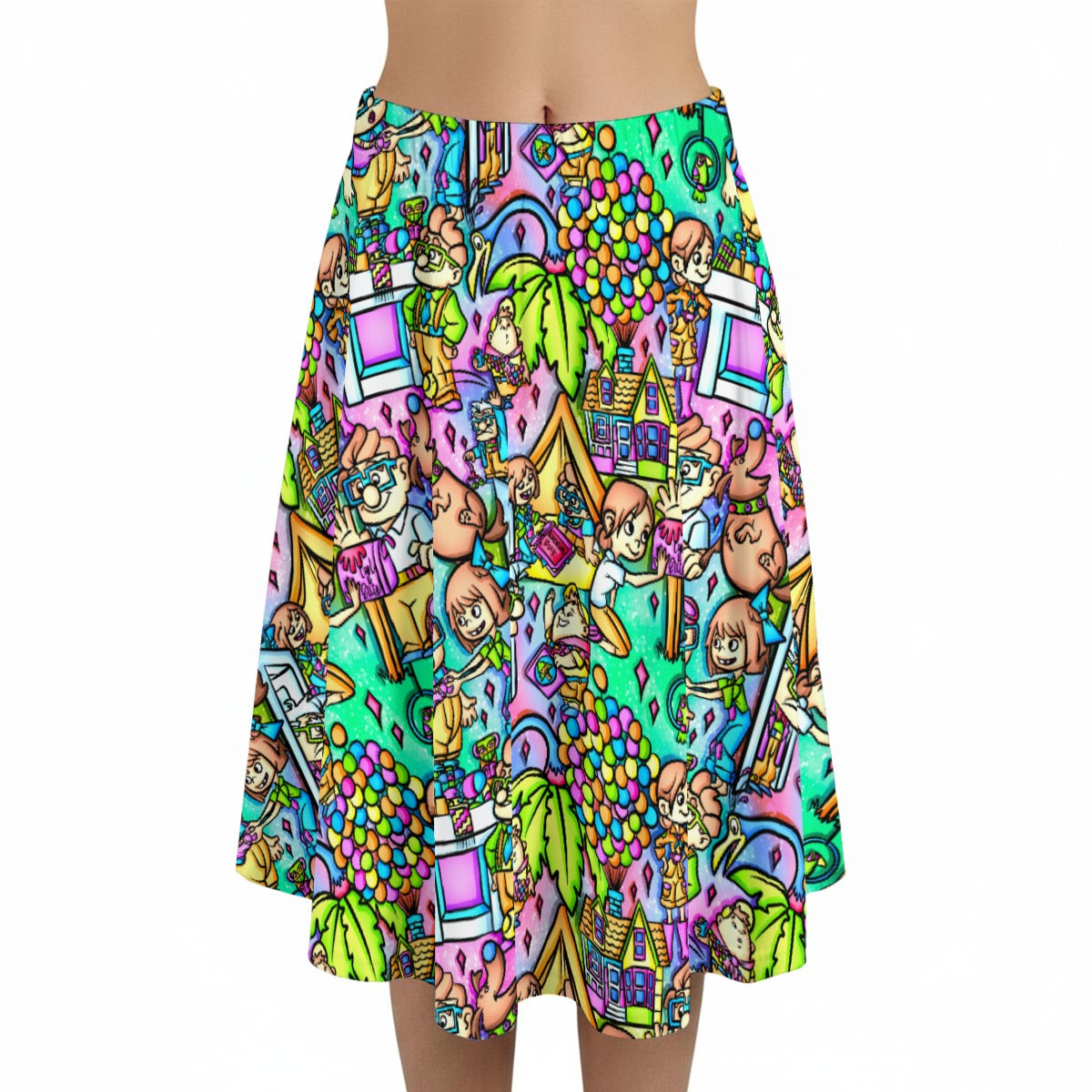 Balloon House Adventure Scenes - Women’s Pocket Midi Skirt