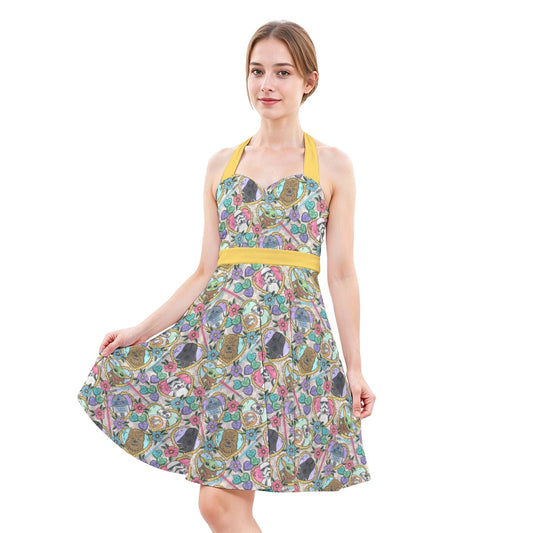 Tattoo Hearts Galactic Legends - Women's Halter Vintage Pocket Dress