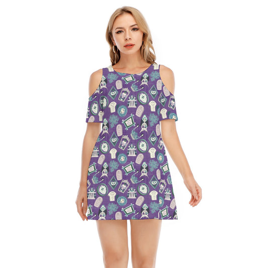 Tomb Sweet Tomb - Women's Cold Shoulder Cotton Dress