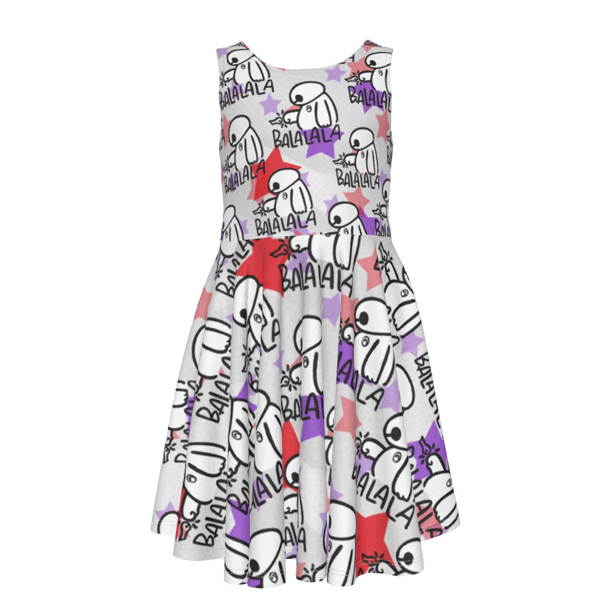 White Robot Balala- Kid's Sleeveless Skater Dress