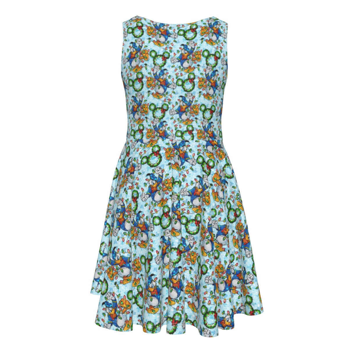 Duck’s Holiday Lights Tangleghts - Kid's Sleeveless Skater Dress