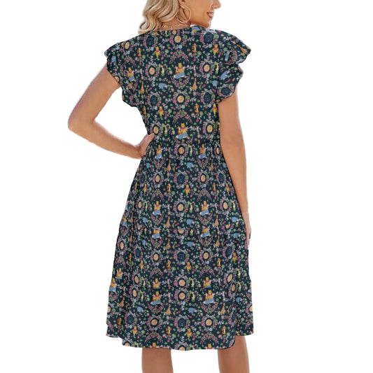 Garden Whimsy - Hundred Acre Blooms - Women's Tiered Pocket Midi Dress