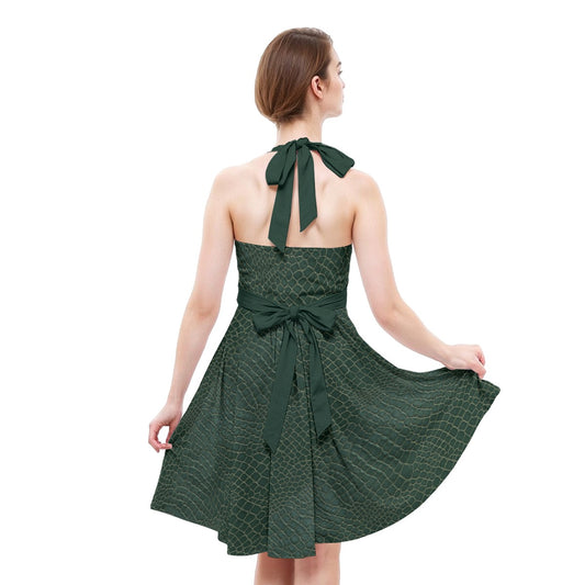Animal Print - Alligator - Women's Halter Vintage Pocket Dress