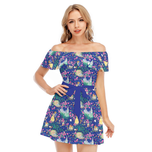 Enchanted Forest Romance - Women's Off-shoulder Ruffle Dress