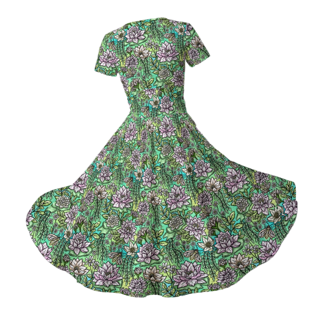 Fairytale Florals – Bayou Blooms - Women's V-Neck Ruched Midi Dress