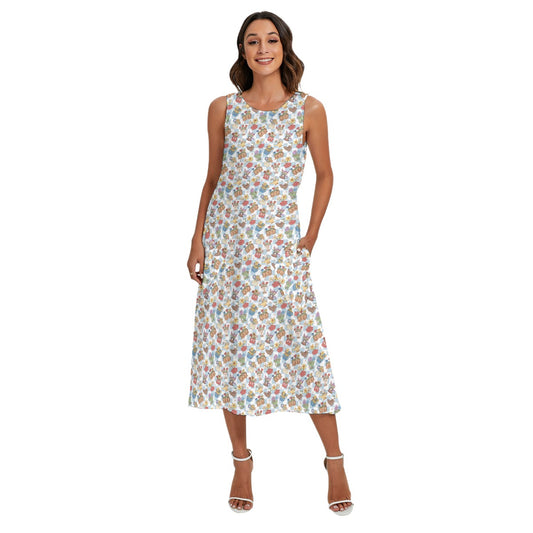 Flourishing Fairytale Pots - Women’s Diagonal Pocket Midi Dress