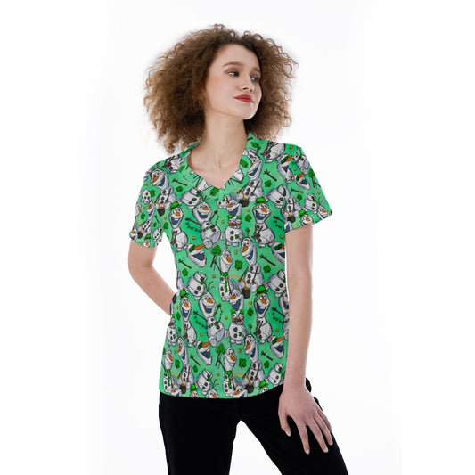 Sketched Snowman St. Patrick’s Day - Women's Short Sleeve V-Neck T-Shirt