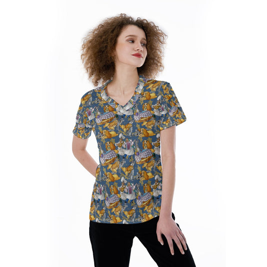 Puppy Love Sketch - Women's Short Sleeve V-Neck T-Shirt