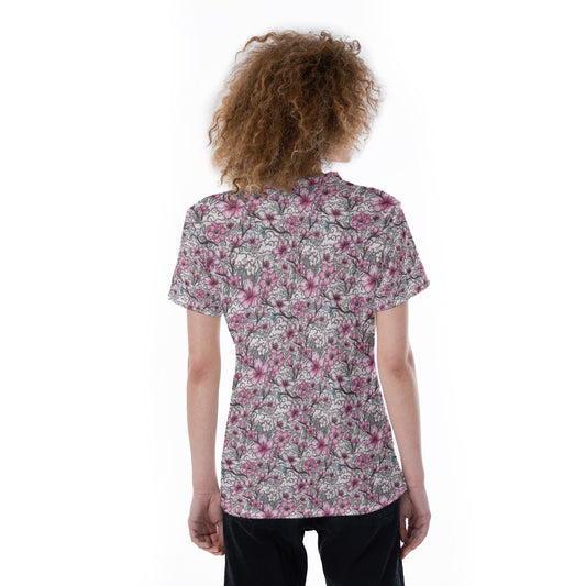 Fairytale Florals – Blossoms of Honor - Women's Short Sleeve V-Neck T-Shirt