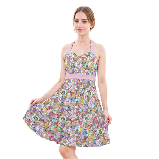 Tattoo Hearts Royal Icons - Women's Halter Vintage Pocket Dress