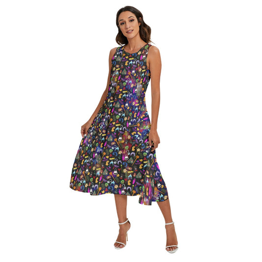 Villainous Icons Collage - Women’s Diagonal Pocket Midi Dress
