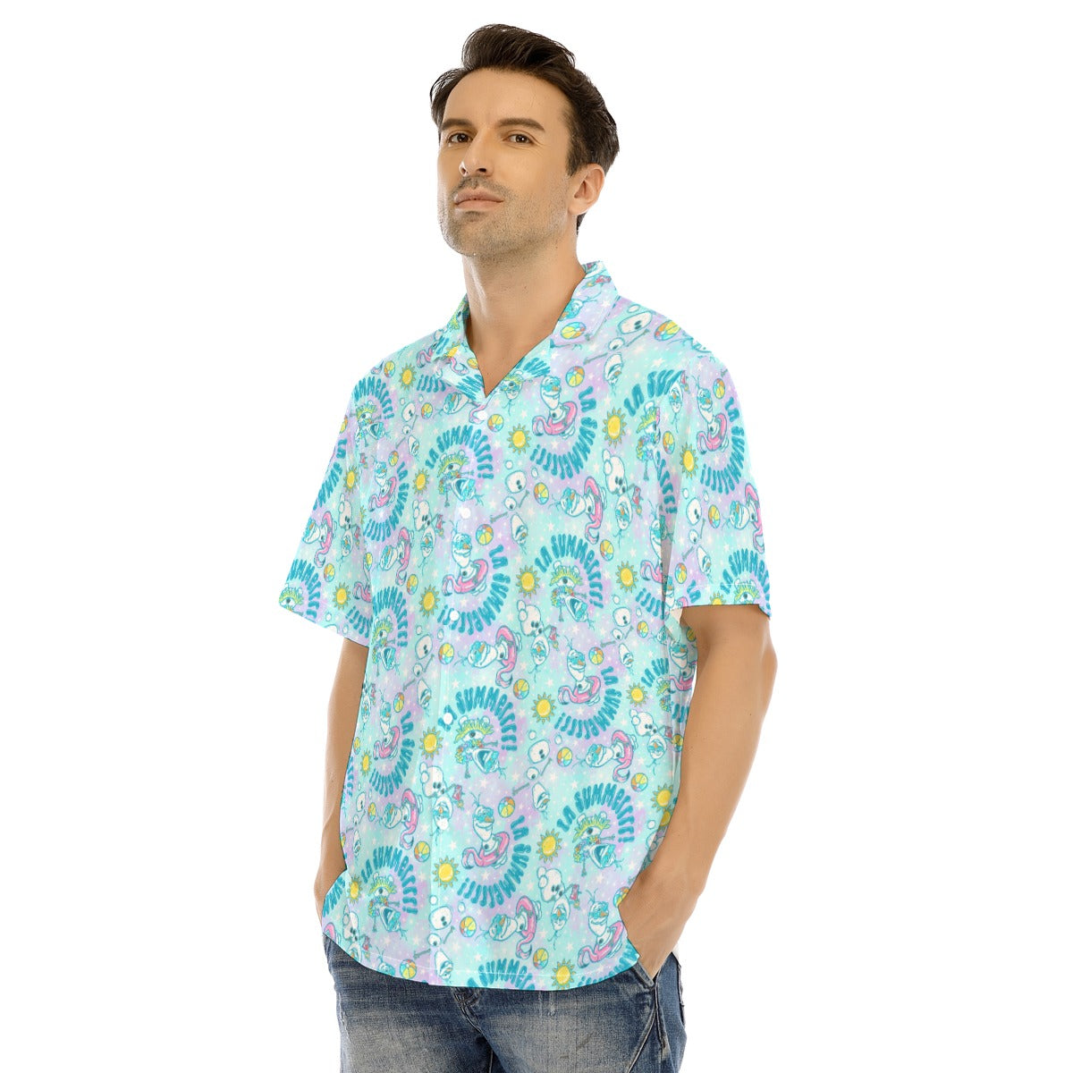 Sun-Kissed Snow Friend - Men's Hawaiian Button Up Shirt