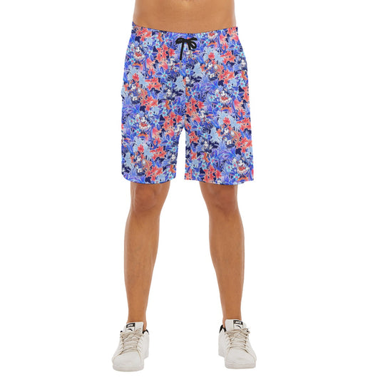Navy Blooms Cruise - Men’s Pocket Beach Shorts