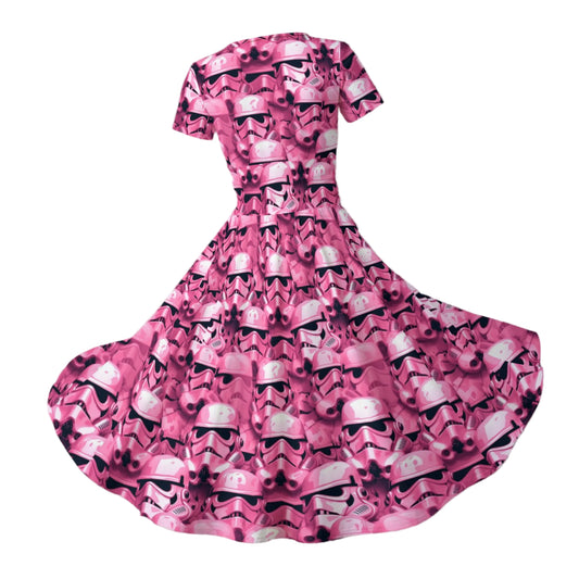 Pink Helmet Battalion - Women's V-Neck Ruched Midi Dress