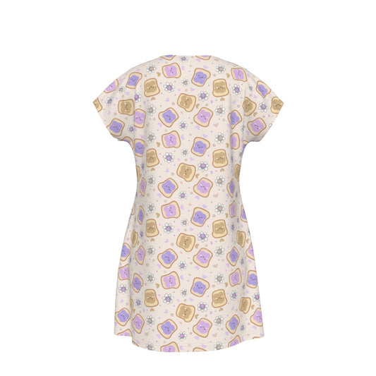 Kawaii Peanut Butter and Jelly Sandwiches - Women's T-Shirt Dress
