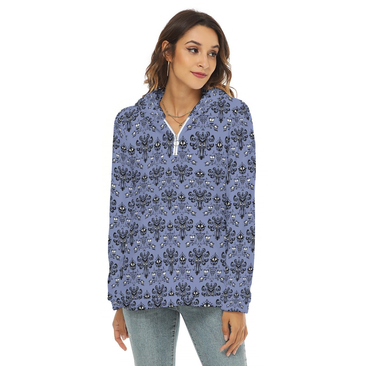 Spooky Mansion Wallpaper - Women's Borg Fleece Hoodie