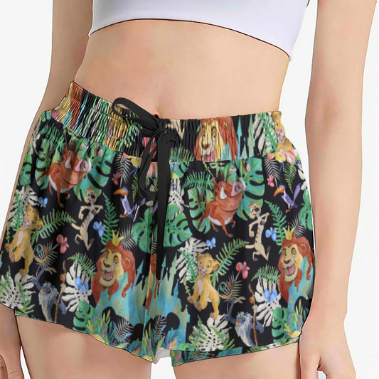 Watercolor Jungle Pride - Women's Flowy Pocket Shorts