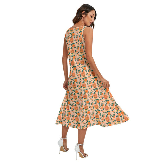 Juicy Citrus Friend - Women’s Diagonal Pocket Midi Dress